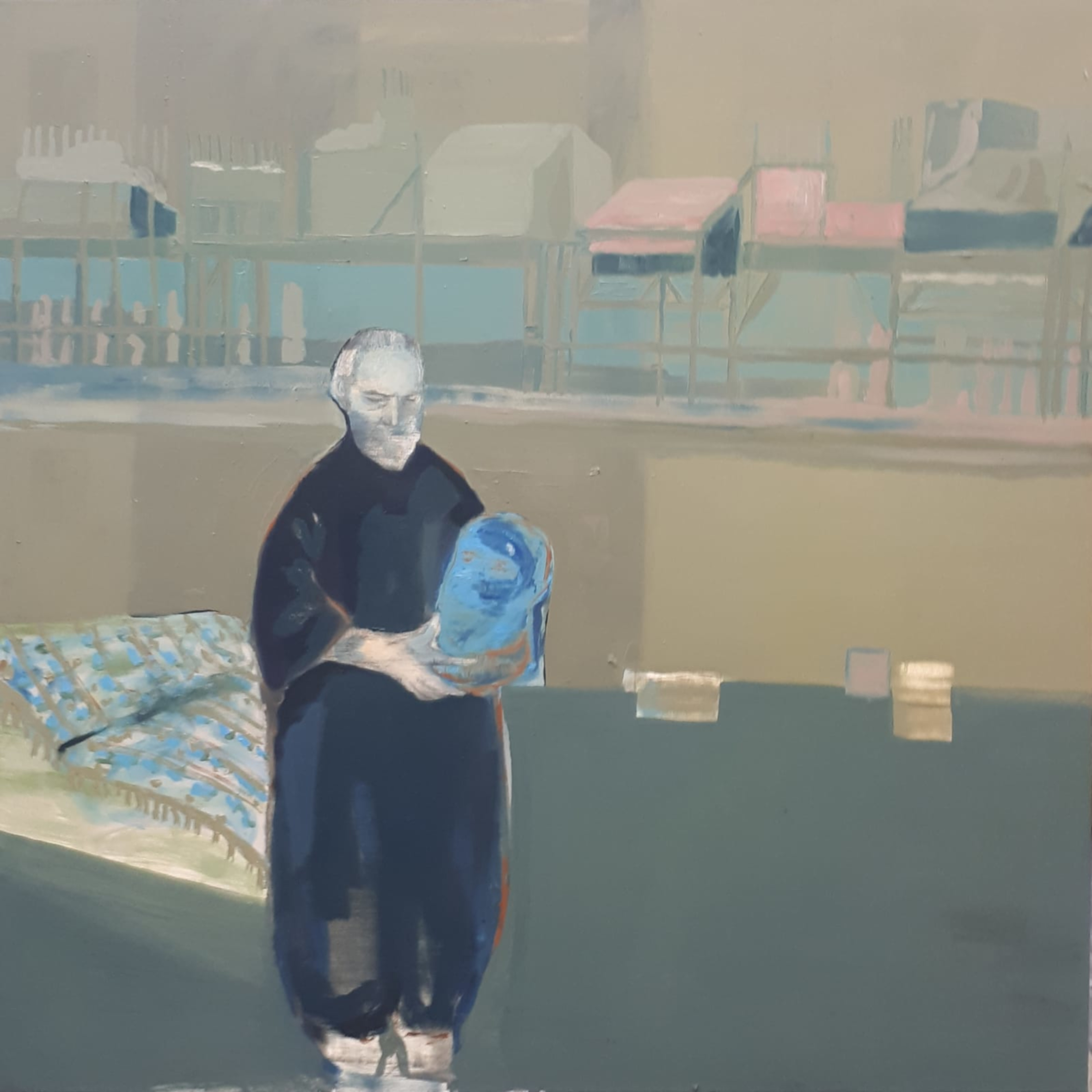 Greta Pllana, Senza titolo, 2019, olio e grafite su tela, cm 100 x 100.