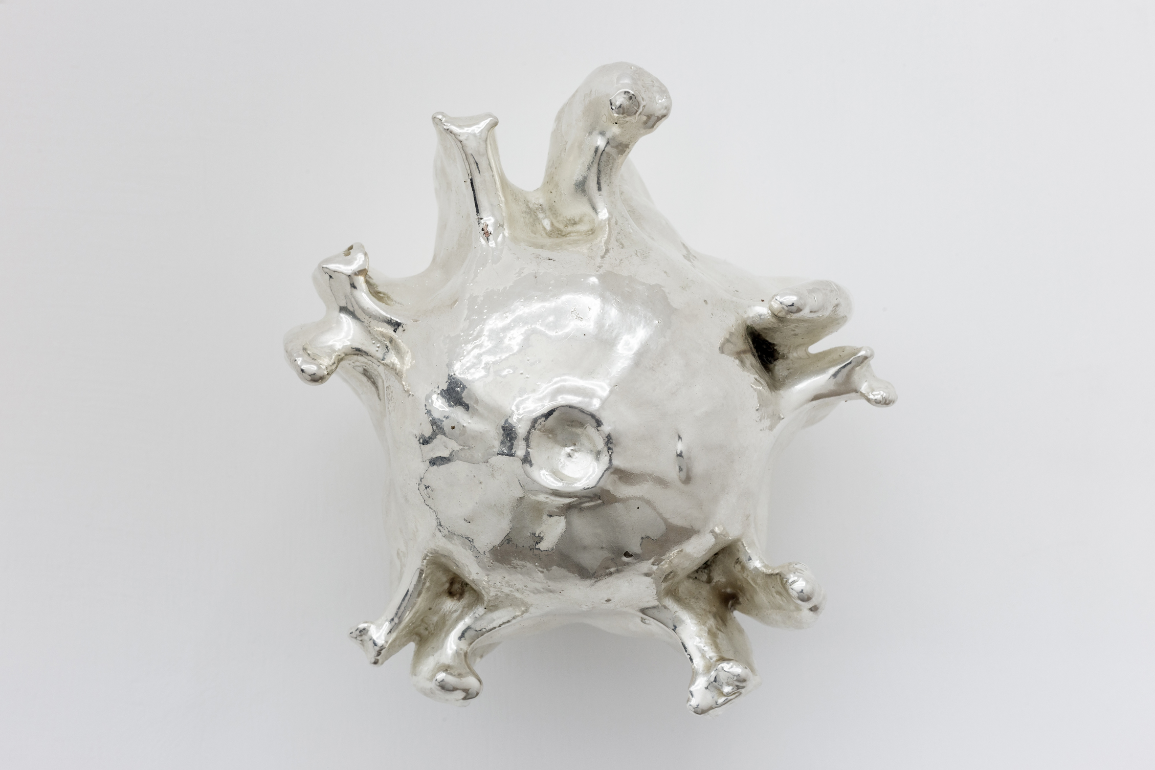 Namsal Siedlecki, Squash, 2019, argento, zucca, cm 15 x 15 x 12, courtesy Magazzino, Roma.