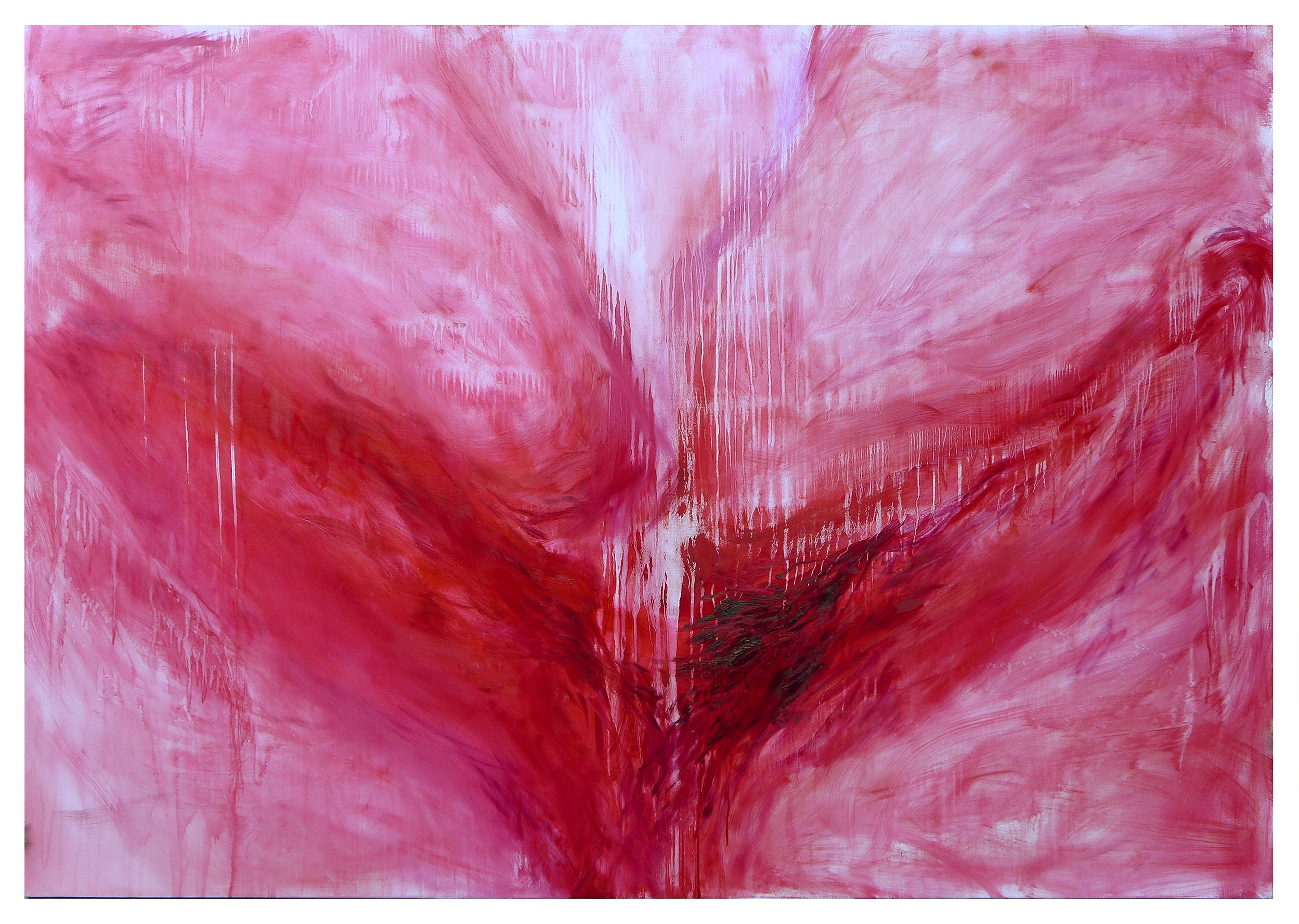 Nataliya Chernakova, The kiss we didn’t have, 2018, olio su tela, cm 140 x 200 x 3,5, courtesy dell'artista.